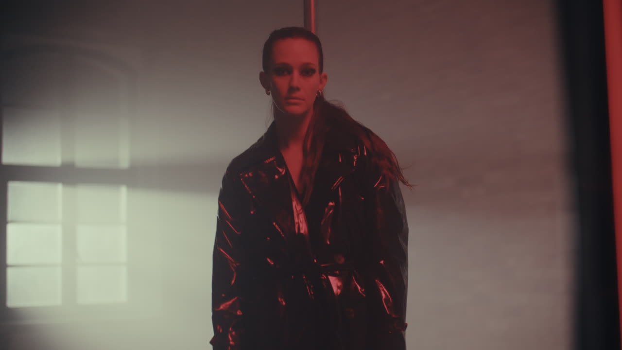 Woman Pole Dancing in Studio