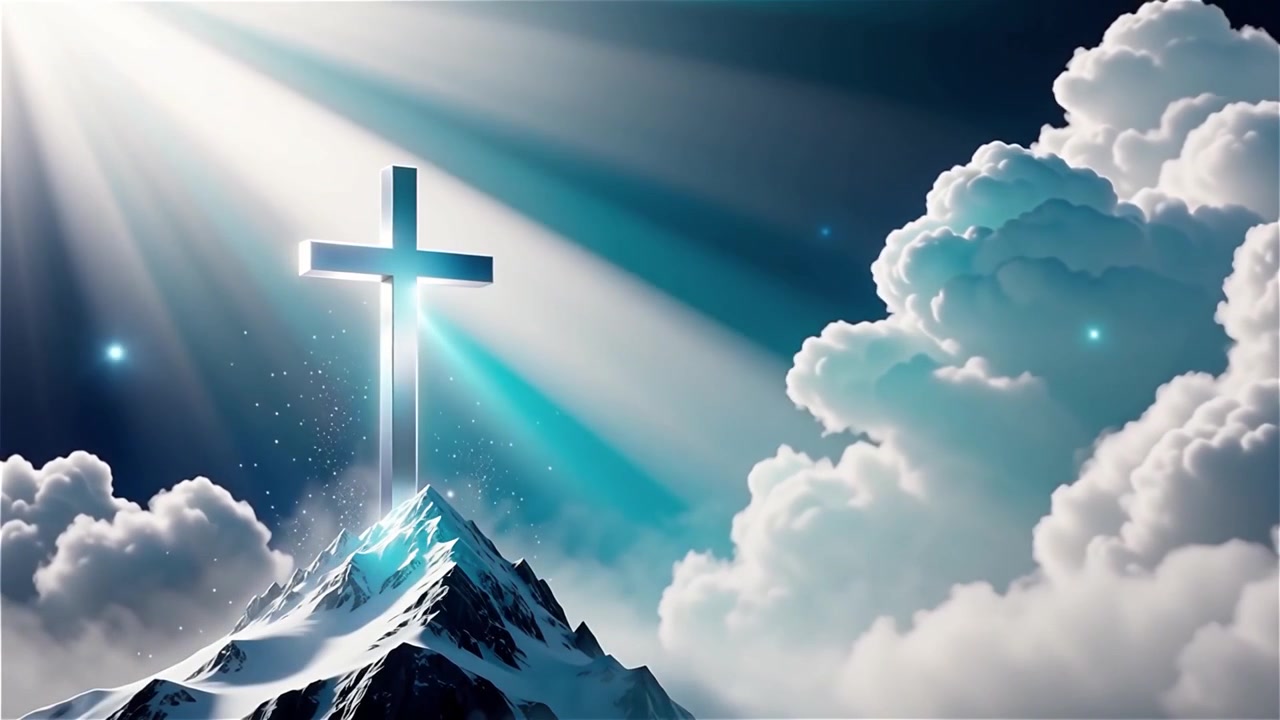 Christian Cross Heavenly Light Worship Background