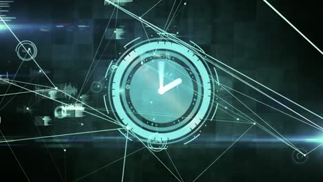 animación de la red de conexiones durante el reloj moviéndose rápidamente