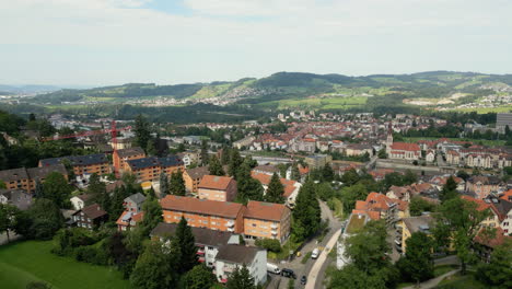 aerial of city st. gallen in switzerland