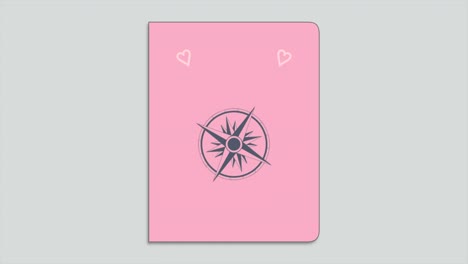 rose passport with navigate compass and hearts