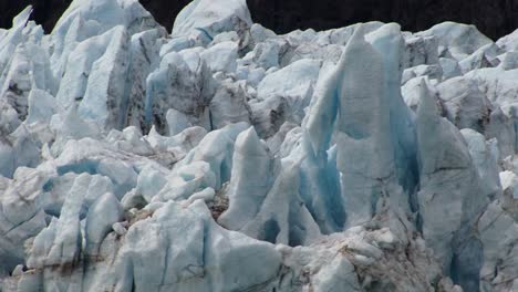 extreme close-up of the jagged ice on top of margerie glacier, alaska