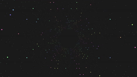 hexágonos de movimiento con puntos y líneas de arco iris