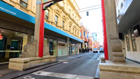 a bustling street scene in chinatown, melbourne