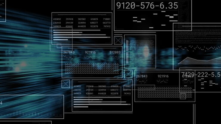 Animazione dell'elaborazione dati su sfondo nero