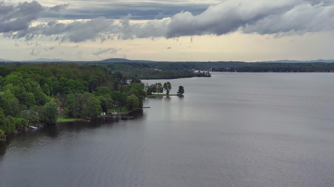 Aerial view of Saratoga Lake in New York