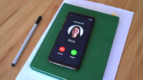 mom is calling. concept of mother income calling on smartphone.