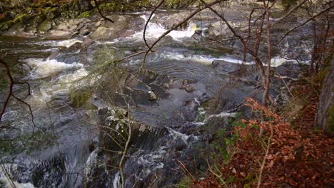 Weitwinkel-Schwenk-Nach-Oben-Zeigt-Einen-Kaskadenartigen-Fluss