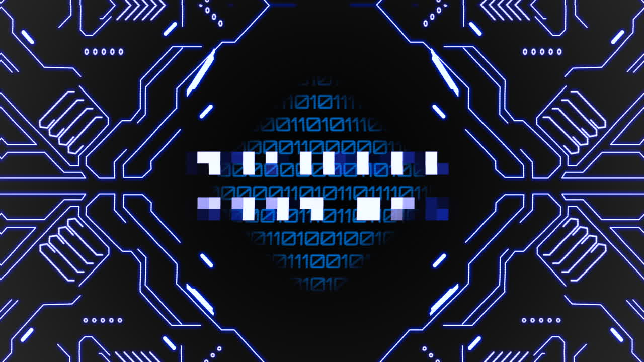 National Moon Day with cyberpunk blue motherboard and matrix numbers