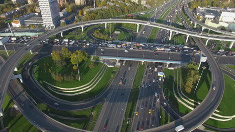 flying over busy intersections in moscow russia