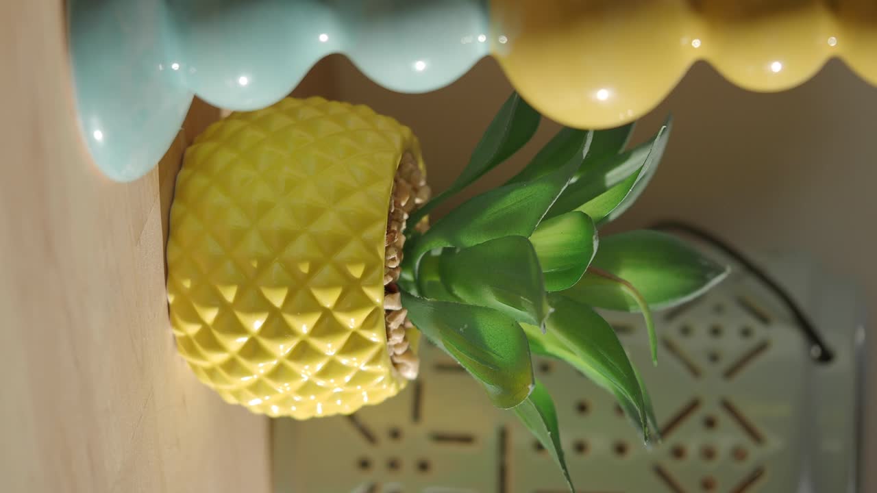 Yellow Pineapple Planter with Succulent