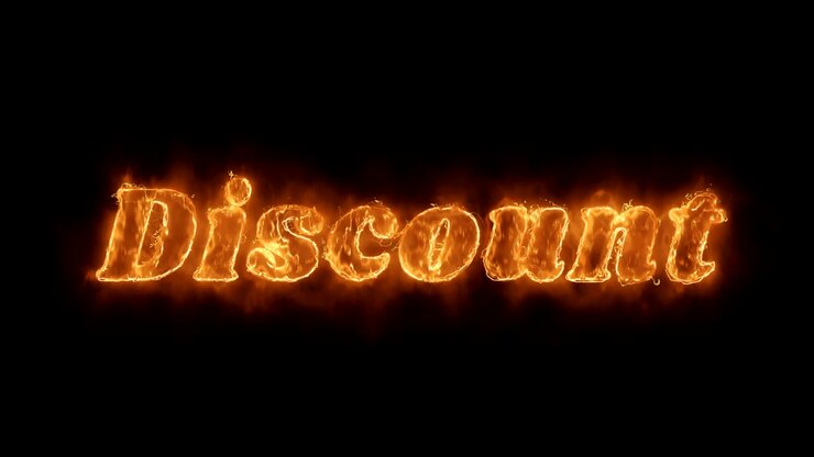 Scritta Sconto con animazione a fuoco ardente realistica e fiamme in loop