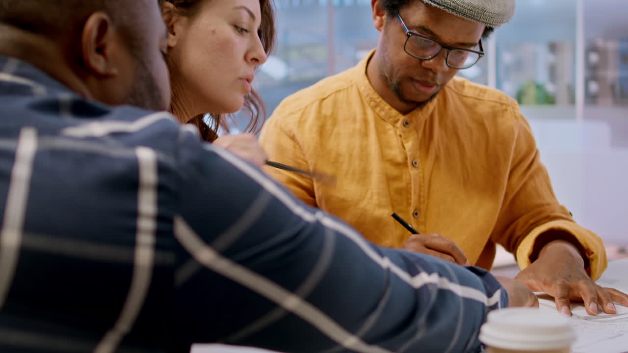 Clients and realtor on an office tour evaluating modern workspace design