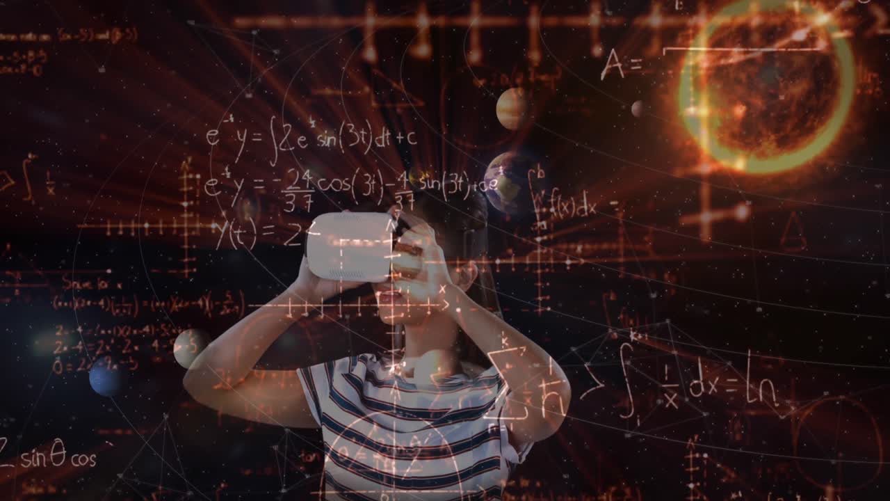 가상현실 헤드 ⁇  4k를 사용하는 소녀