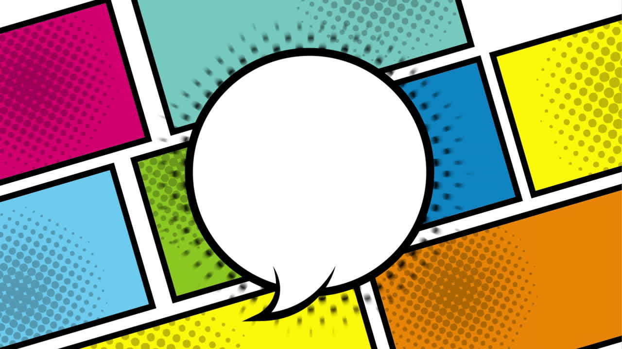 animación de estilo pop art con burbujas de habla