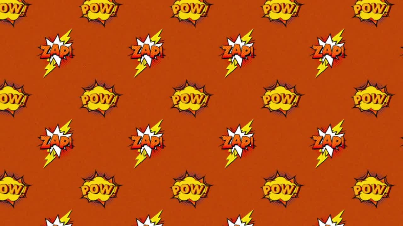 animación de cómic 5 opciones de texto sobre múltiples burbujas de habla cómica con efectos de sonido cómic textos