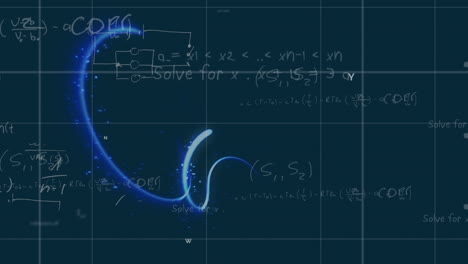 animation of mathematical equations and data processing over black background