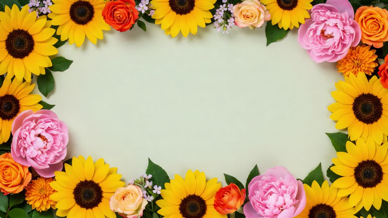 A Vibrant Floral Arrangement Showcasing Sunflowers and Roses, Creating a Beautifully Framed Space Perfect for Celebratory Messages or Personal Reflections