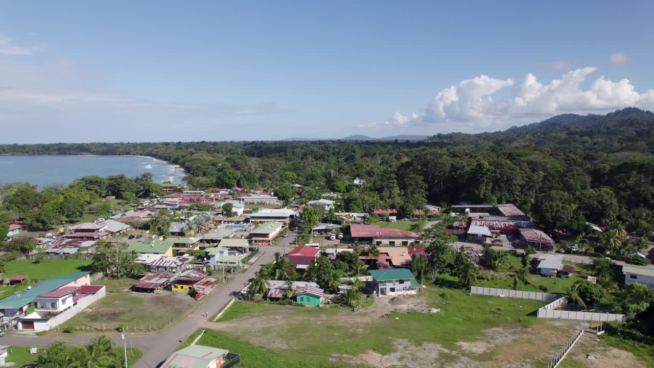 Aerial View of a Coastal Town in Costa Rica