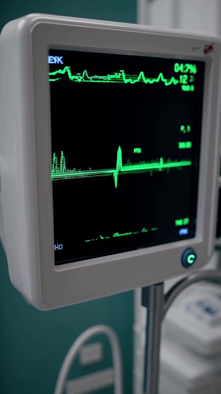 Elettrocardiogramma (ECG) in tempo reale su un monitor paziente