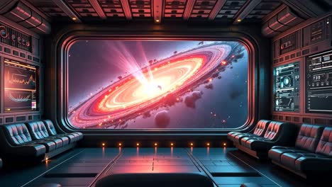 spaceship interior with galactic view