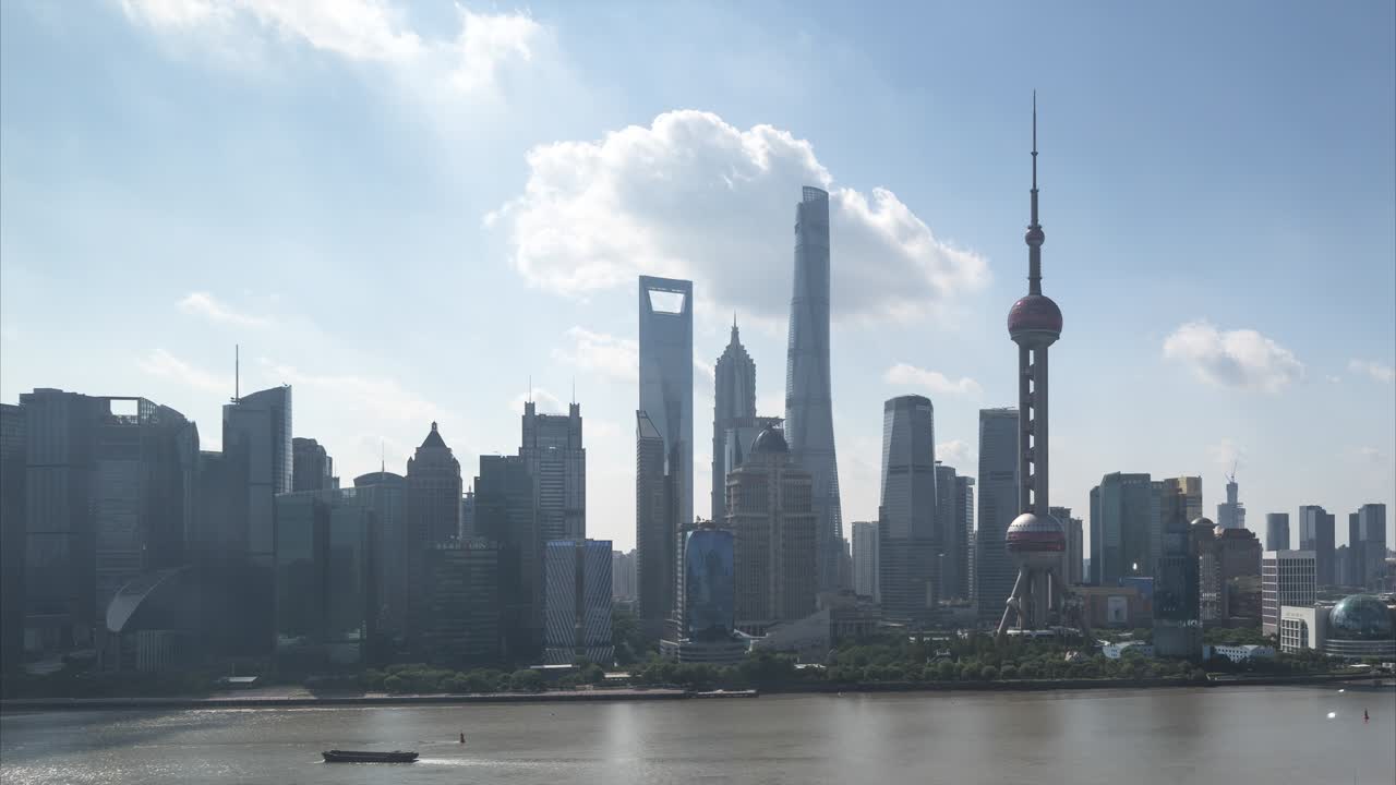 타임 스 - 상하이 중국의 도시 스카이 라인과 도시 풍경.