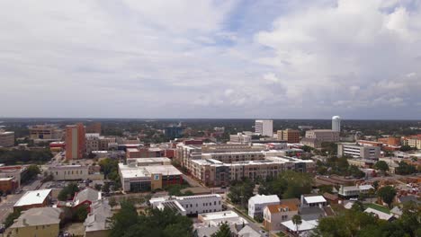 drone shot over historic downtown pensacola in florida on a very cloudy and sunny day-2