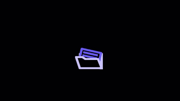 Animated Digital Folder Icon Opening on Black Background