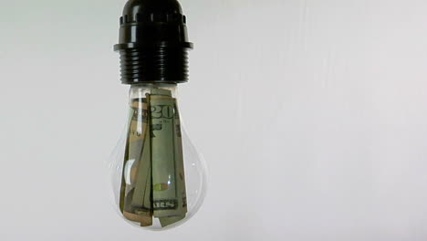 a light bulb contains twentydollar bills