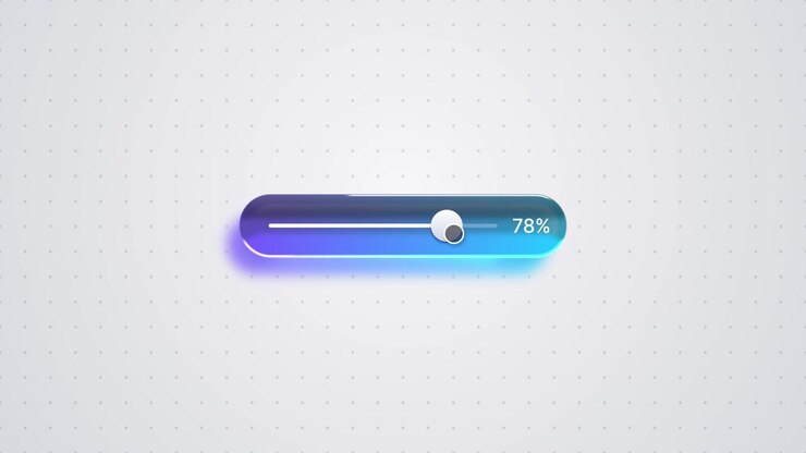 Interfaccia slider digitale animata con contatore di percentuale