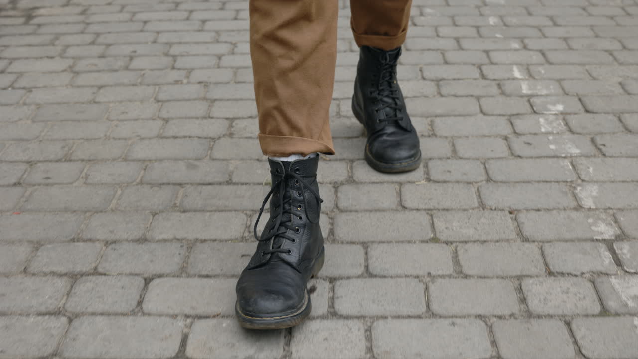 Walking on brick pavement