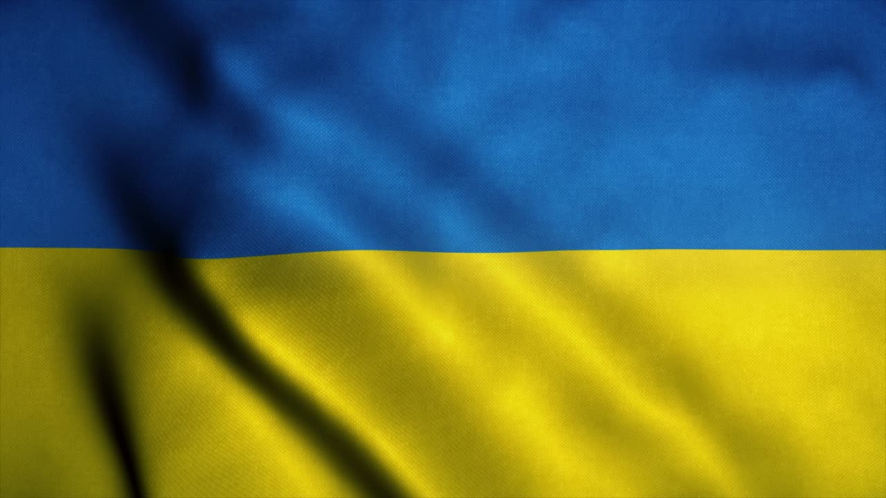 우크라이나 발은 바람에 흔들리고 우크라이나의 국기, 우크라이나 표지, 무결 루프 애니메이션.