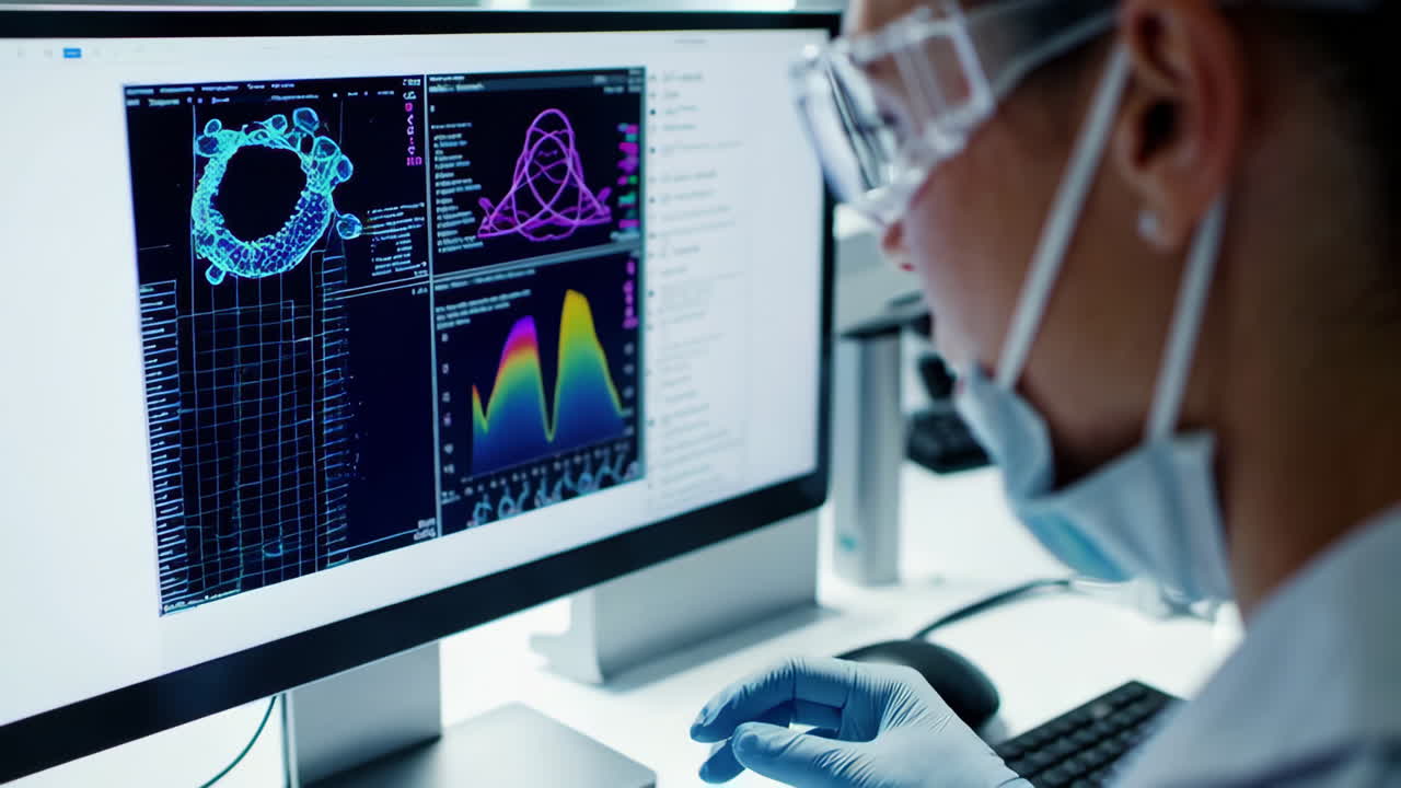 Scientist Analyzing Virus Data in a Laboratory