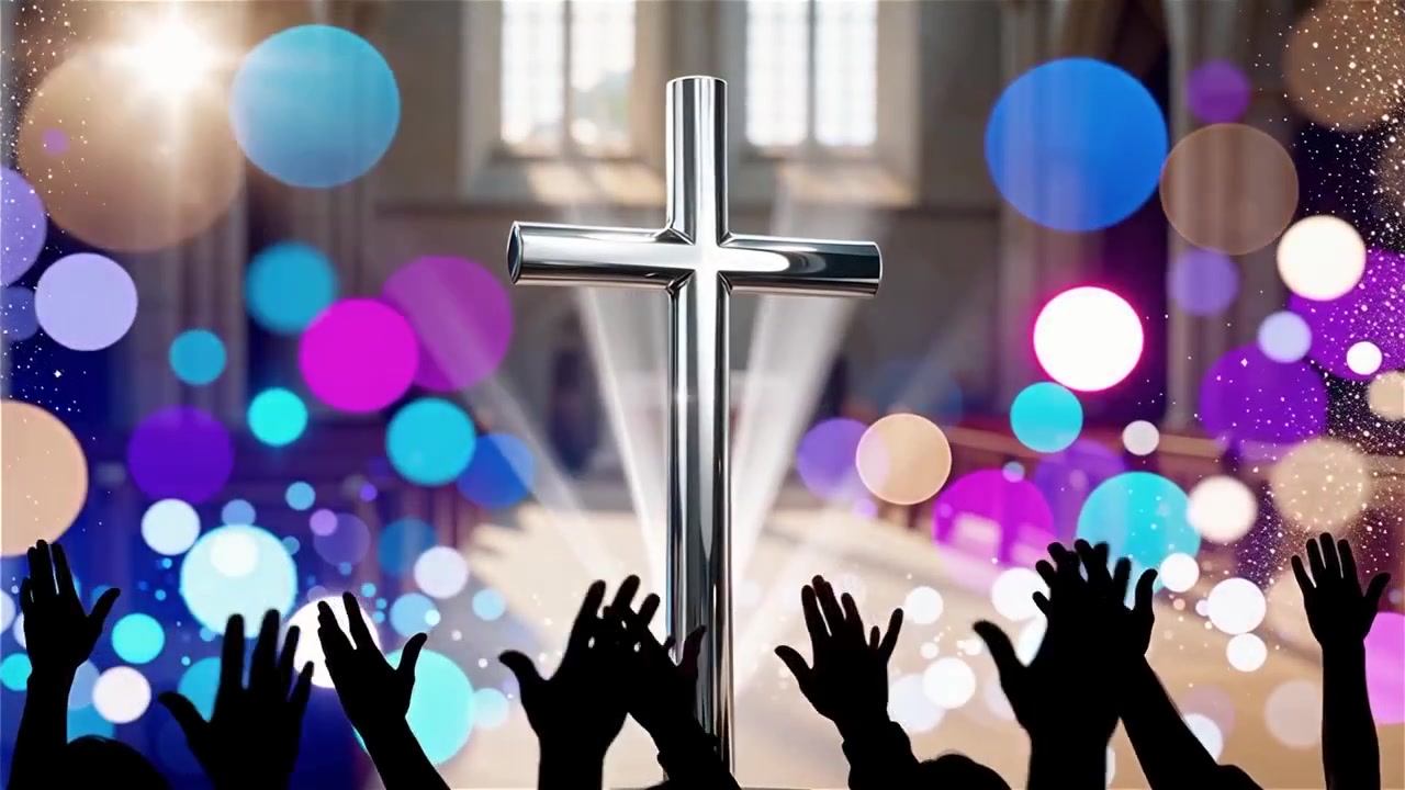 Christian Cross Heavenly Light Worship Background