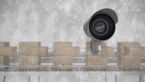 CCTV-Kamera-Und-Kisten-Auf-Förderbändern