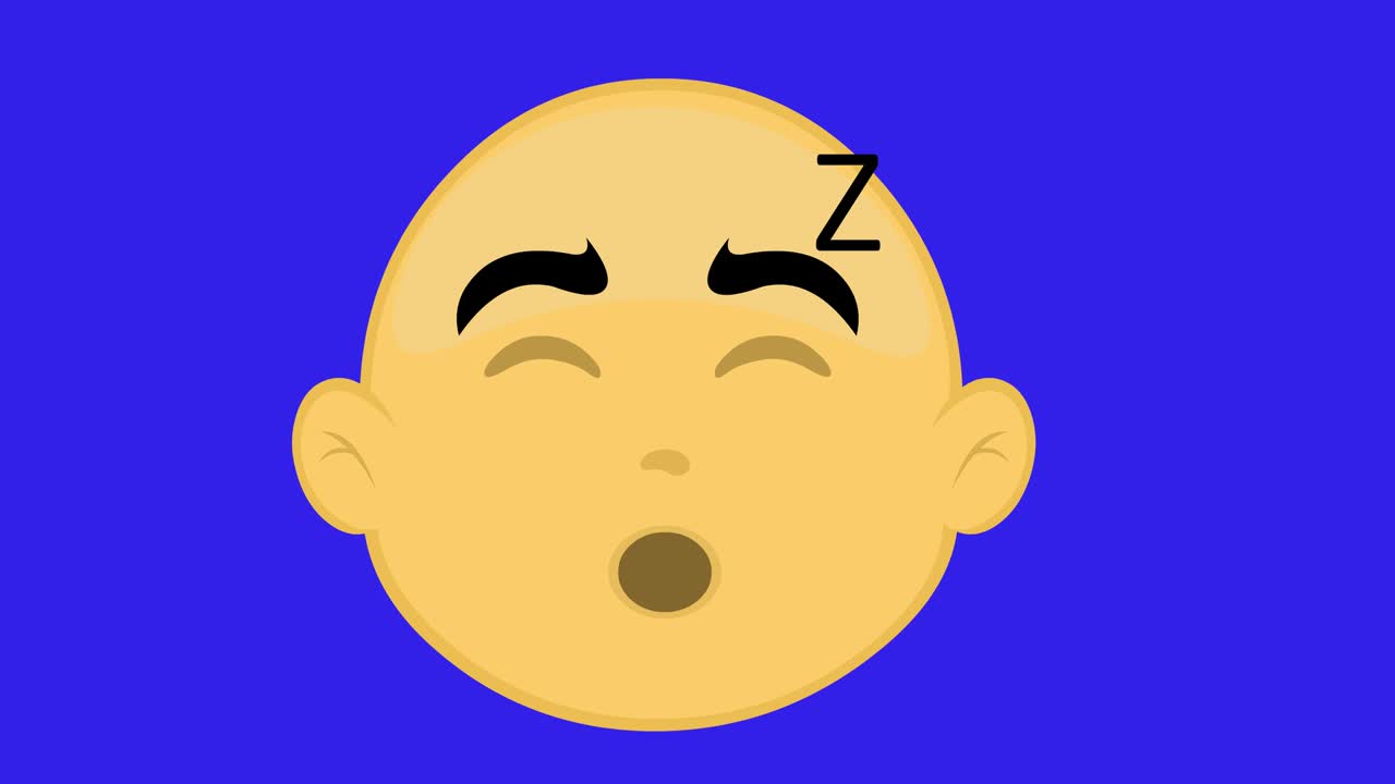 animación en bucle de la cara de un personaje de dibujos animados calvo amarillo durmiendo
