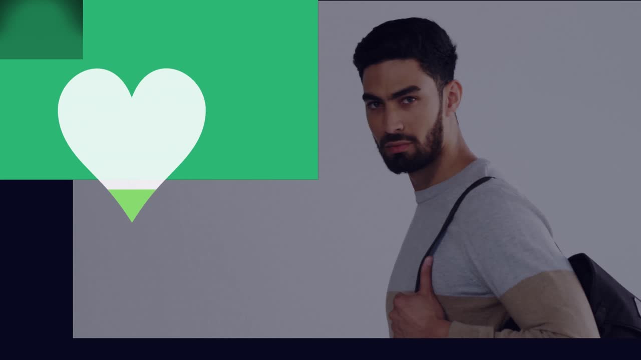 두 인종의 남성에 대한 마음의 애니메이션