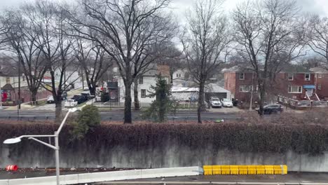 slow motion shot of the houses and freeways of brooklyn