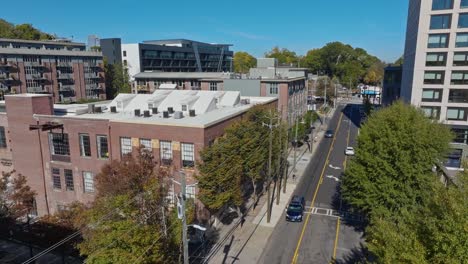 ponce intown neighbourhood street view, atlanta georgia, drone