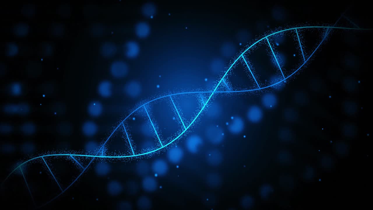 Animation of dna strands on black background