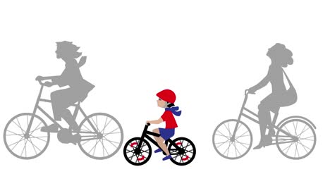 kid and adults ride bike