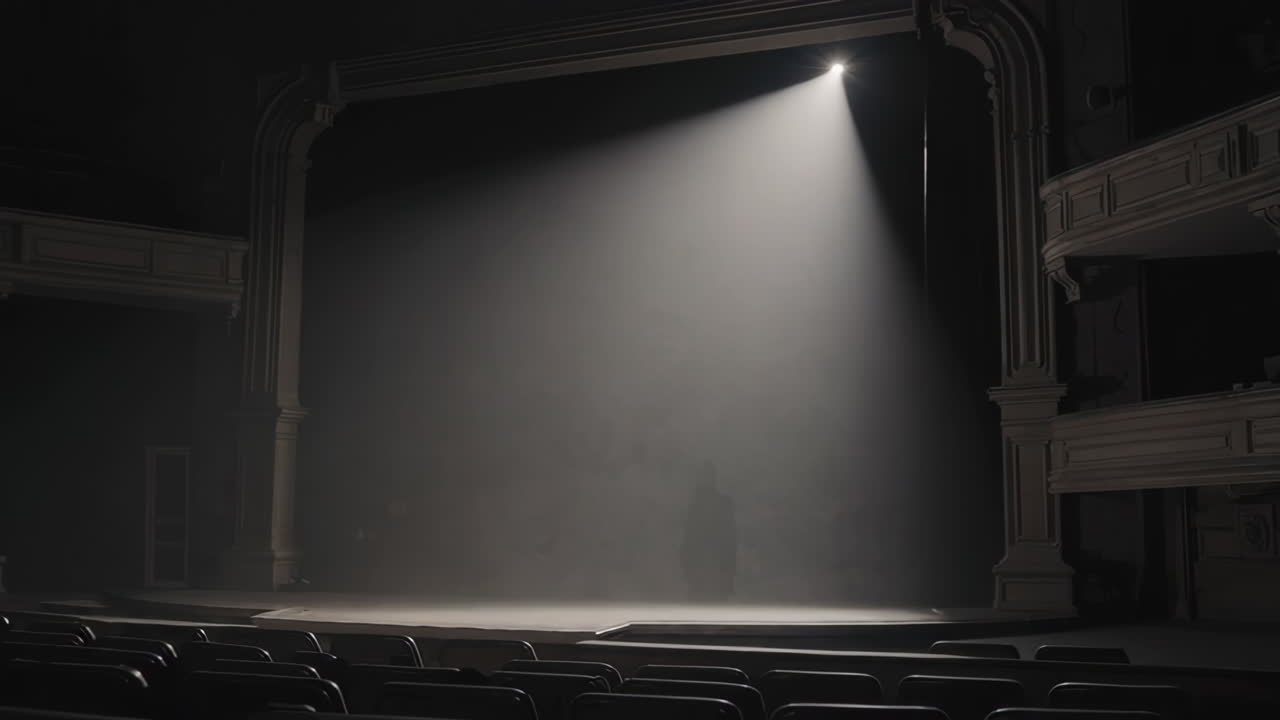 Empty Theater Stage with Spotlight