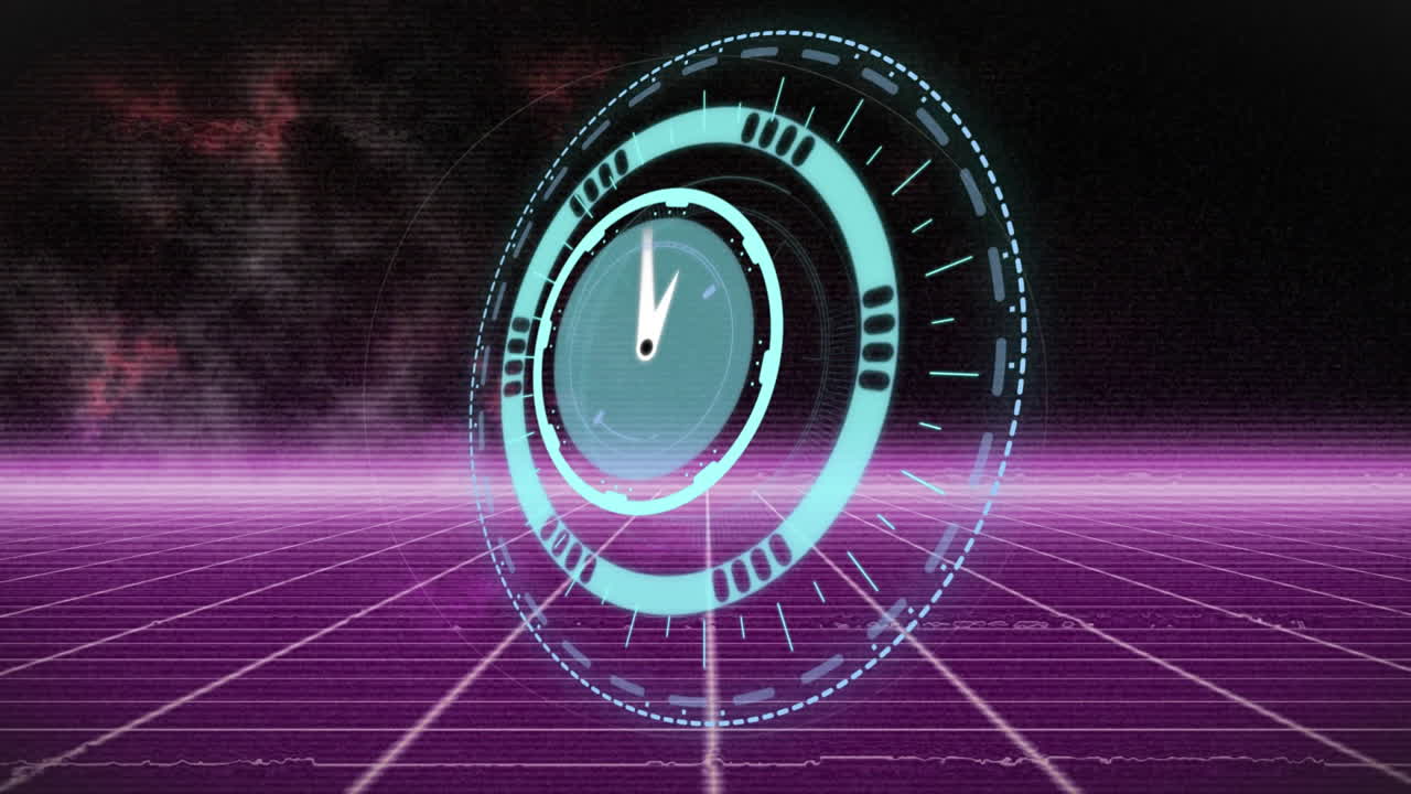 animación del escaneo de alcance y el reloj sobre la red de conexiones.