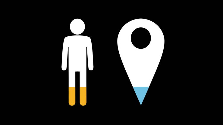 Male and location pin shapes filling up with colours 4k