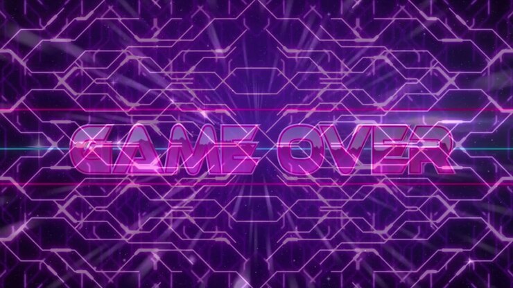 Vertical video: Pulsing grid spurring GAME OVER reveal cyan scan sweeping letters marking game end
