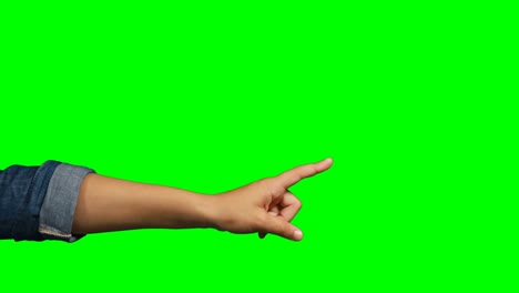 Person-making-hand-gesture-against-green-screen-background