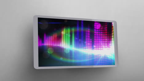 tablet showing colored music bars video