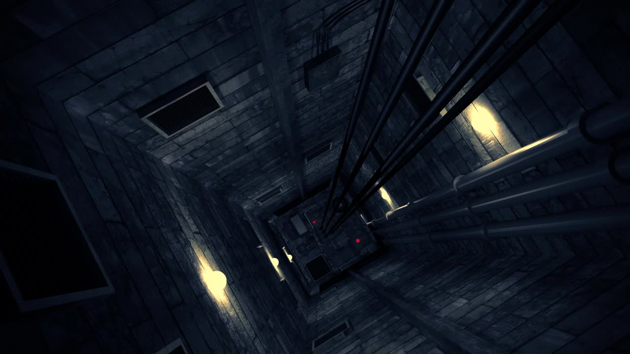 Elevator shaft lift shaft bunker vault safe nuclear machinery 4k