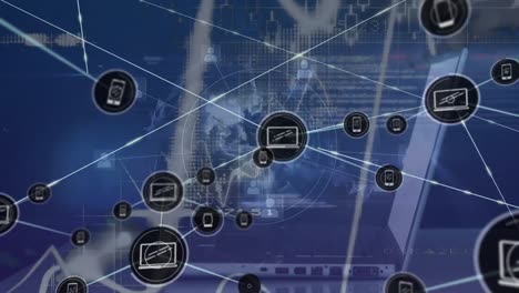 animación de redes de conexiones y procesamiento de datos en todo el mundo