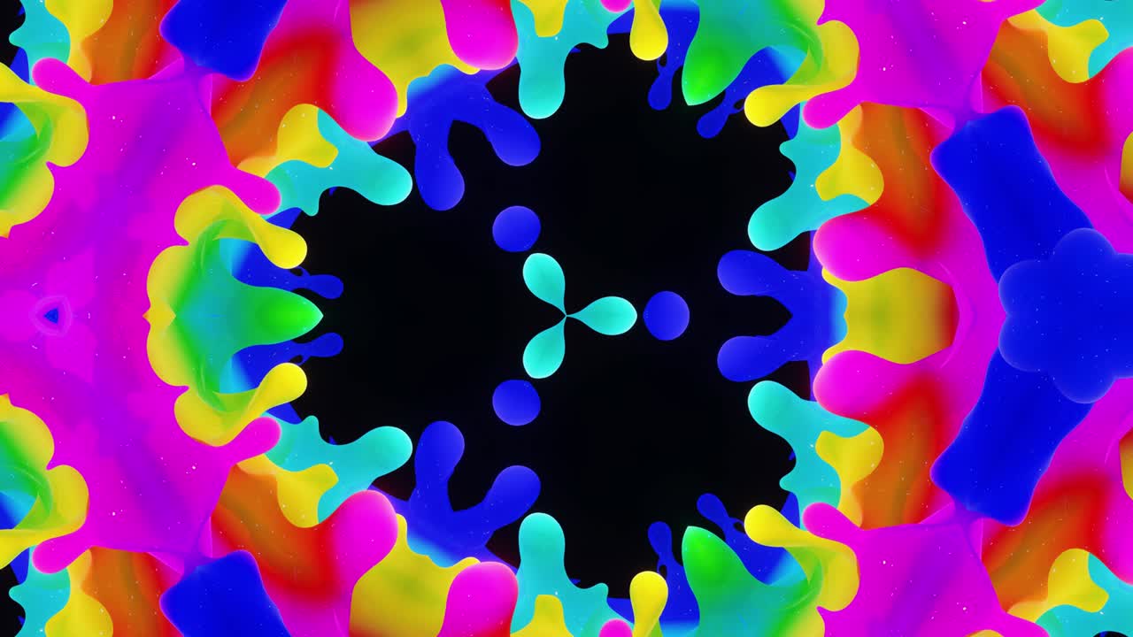 efecto caleidoscopio con ondas abstractas. estructuras 3d simétricas abstractas como el caleidoscope líquido en animación en bucle, gradientes de color suaves con brillo brillante. hermoso patrón 3d abstracto bg.